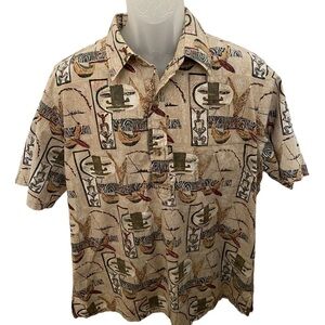 Kahala Aloha Hawaiian Themed Collared Button Down Shirt Men XL